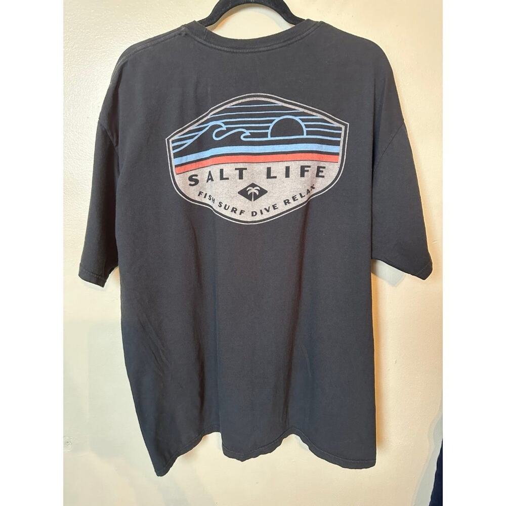 Salt Life T-Shirt Mens XL Black Graphic Tee Large logo cotton